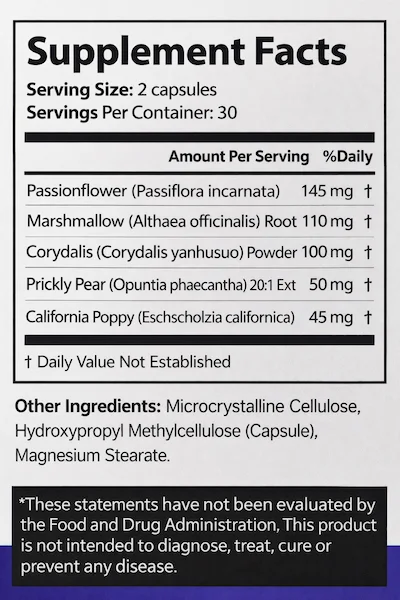 NerveHarmony Supplement Facts