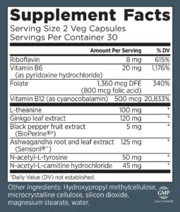 Cogniforce Supplement Facts