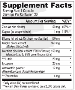 Vision 20 supplement facts